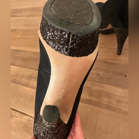 Betsey Johnson Black Sequin Platform Heels - Picture 6 of 7